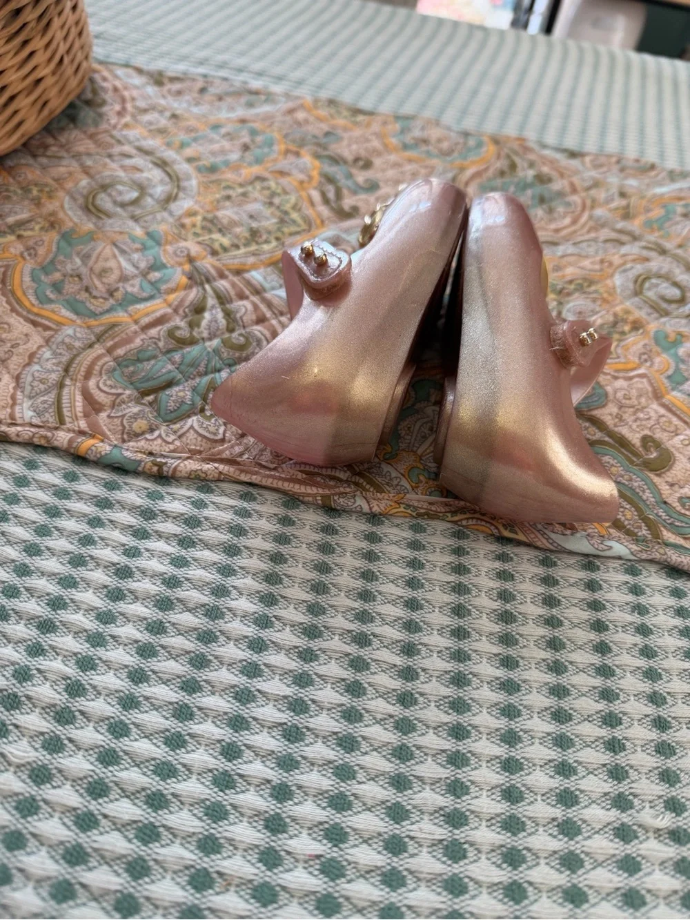 Mini Melissa Toddler Girl's Beauty & Beast Rose Gold Maryjane Shoes Size 7  Mini